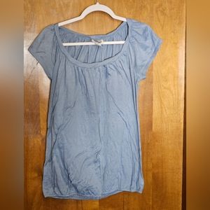 Light blue "wrinkled look" top